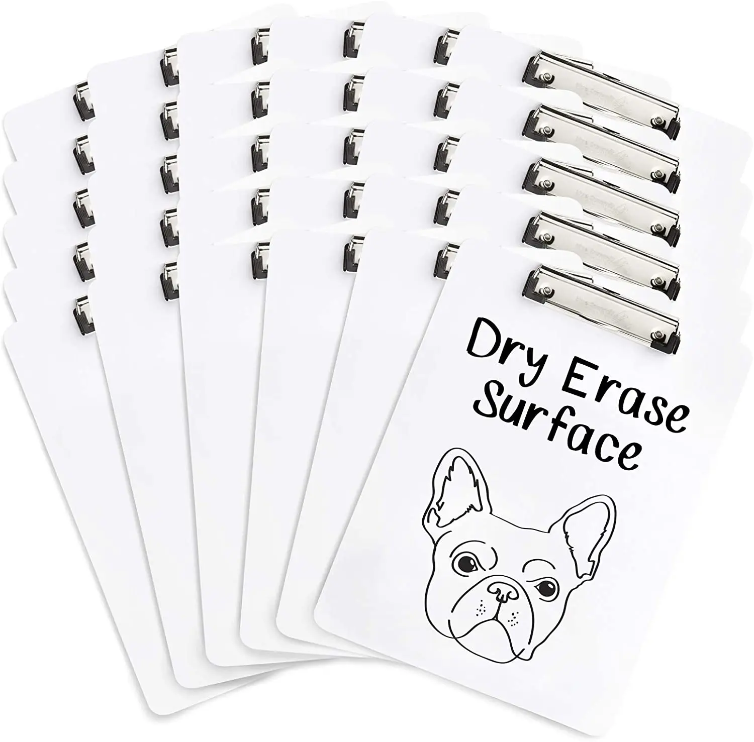 Dry Erase Front Surface Whiteboard Clipboards with Low Profile Clip for Classroom and Business Use