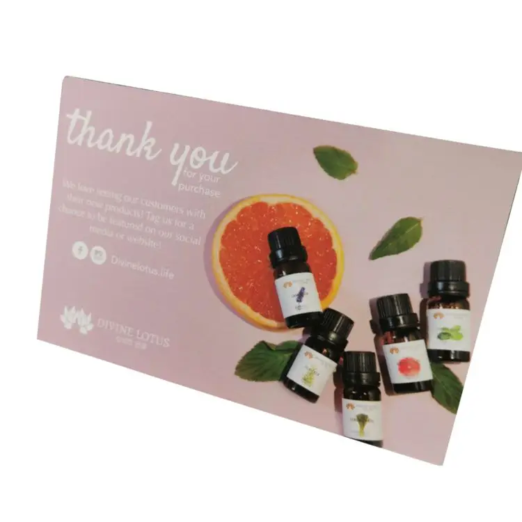 commercial custom  thick paper thank you post card with foil logo for business activity