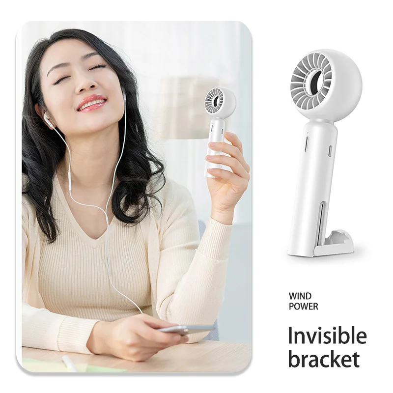 New Handheld Mini Portable Small Fan Type-C Charging Invisible Stand Desktop Handheld Mini Fan