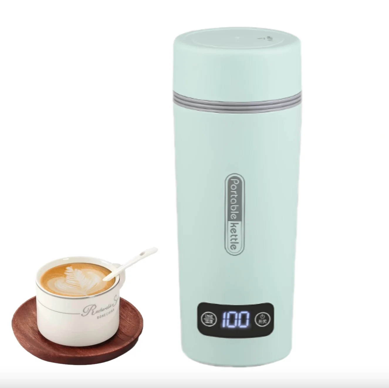 Portable Electric Stainless Steel Travel Pot LED Automatic Shutdown Temperature Control Coffee Tea Plastic Thermal Food Heater