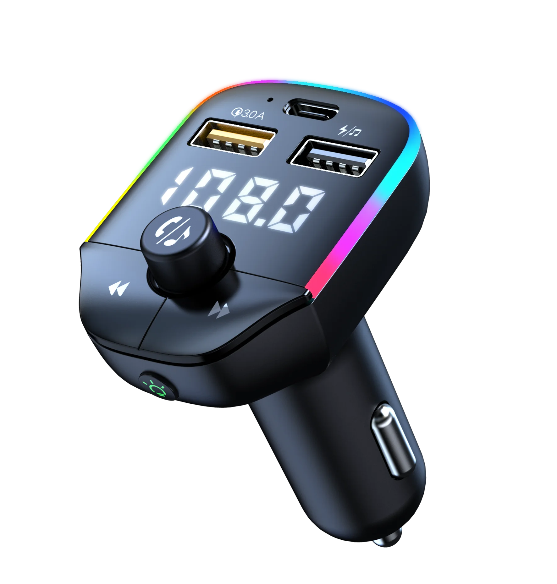 Car MP3 Player FM Transmitter with Quick Charger Dual USB Type C and Fast Charging Bluetooth 5.0 Audio FM Modulator