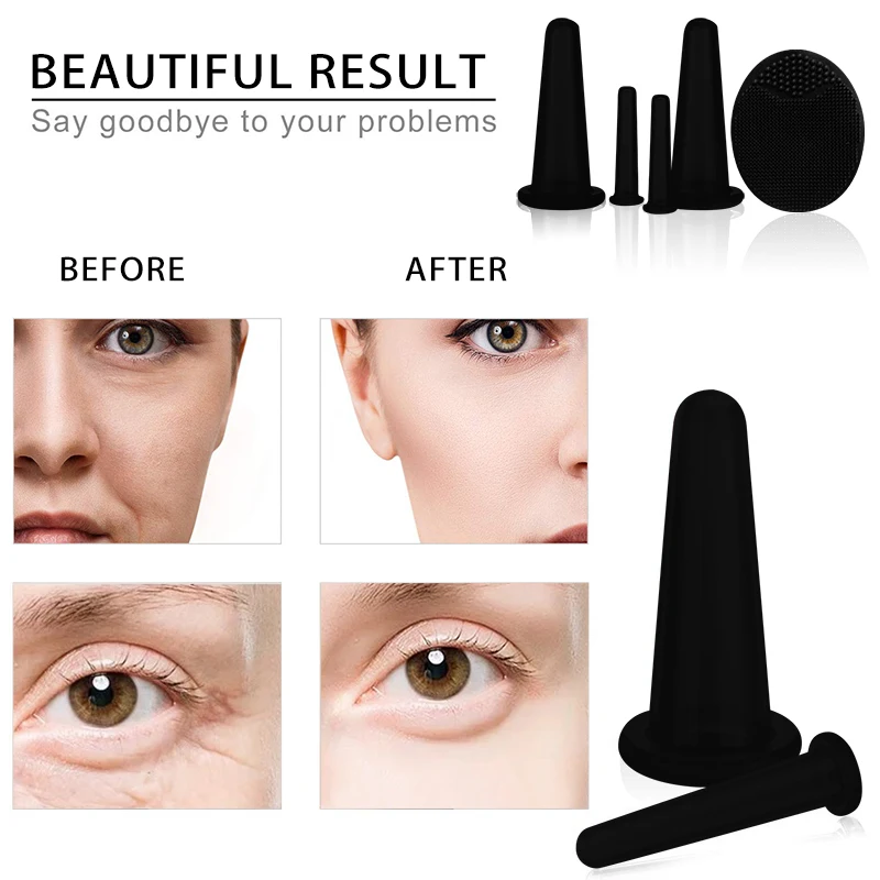 
Home Use Face Cupping Set Facial Set with Silicone Brush Anti-Aging Face Lift Cupping Massage 