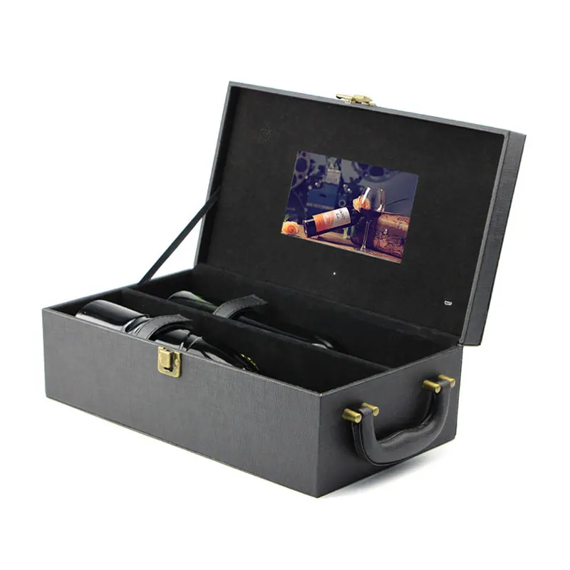 Presentation Marketing Greeting wine box Video wine handle box Lcd Screen Video Brochure Boxes
