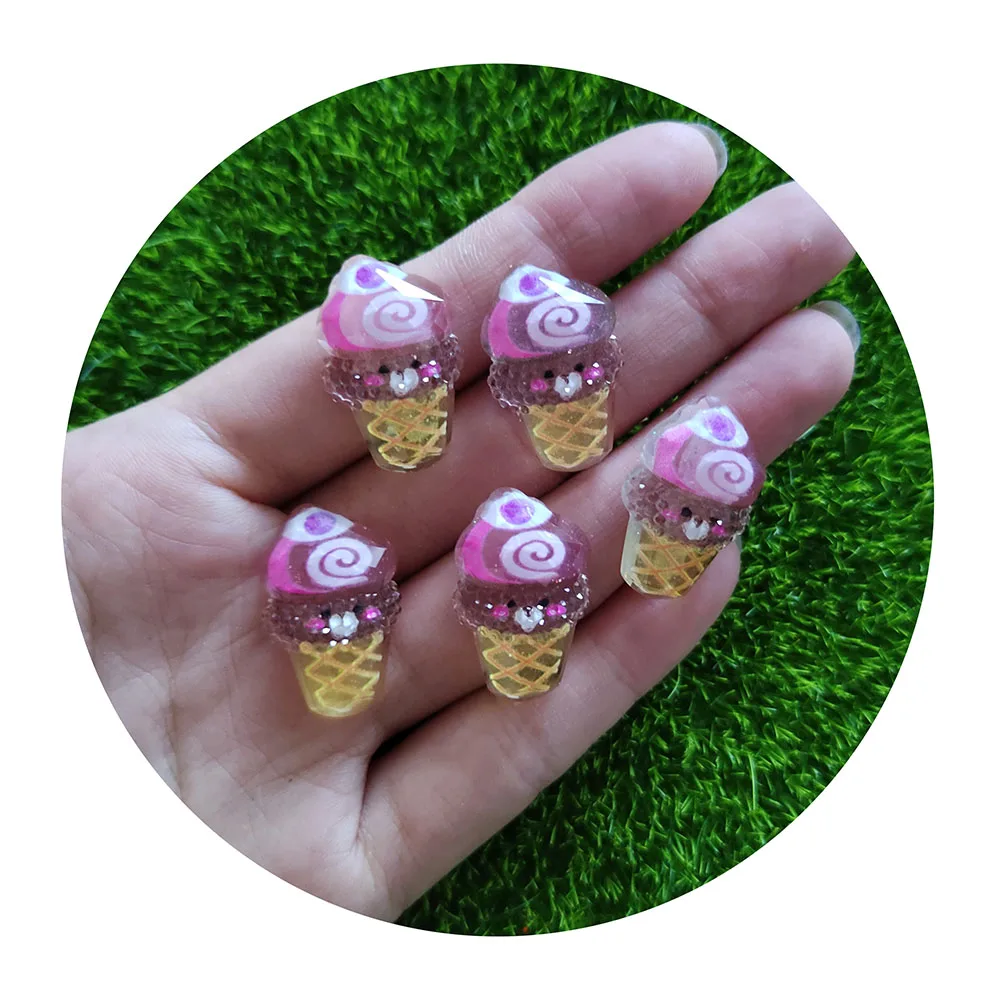 Hot Selling 100Pcs Assorted Ice Cream Resin Flatback Cabochons Sweet Summer Food Ice Lolly Charms for Jewelry Making Supplier