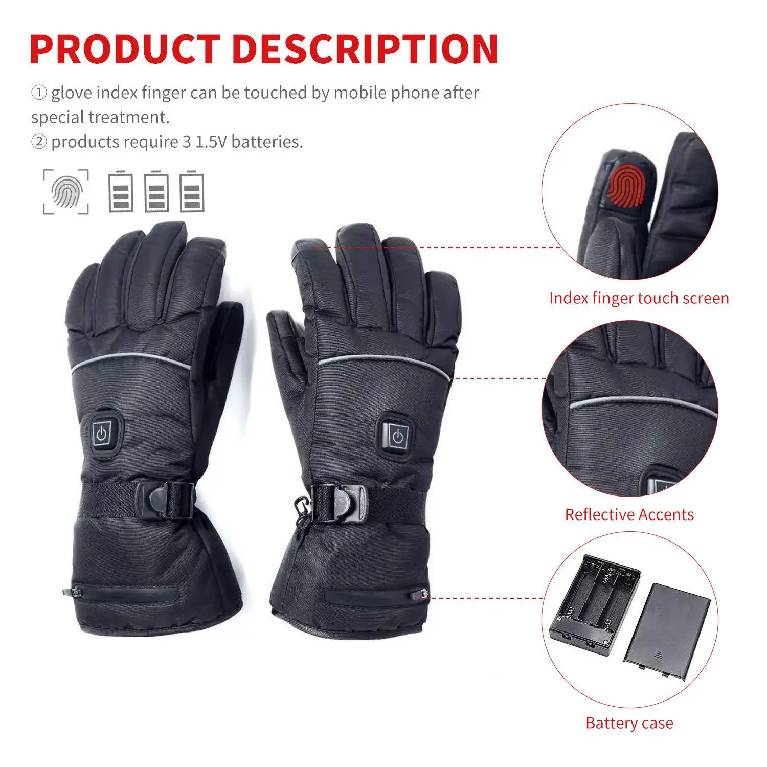 Sports Outdoor warm electronic heating gloves Rechargeable battery powered heating gloves Padded heating gloves USB