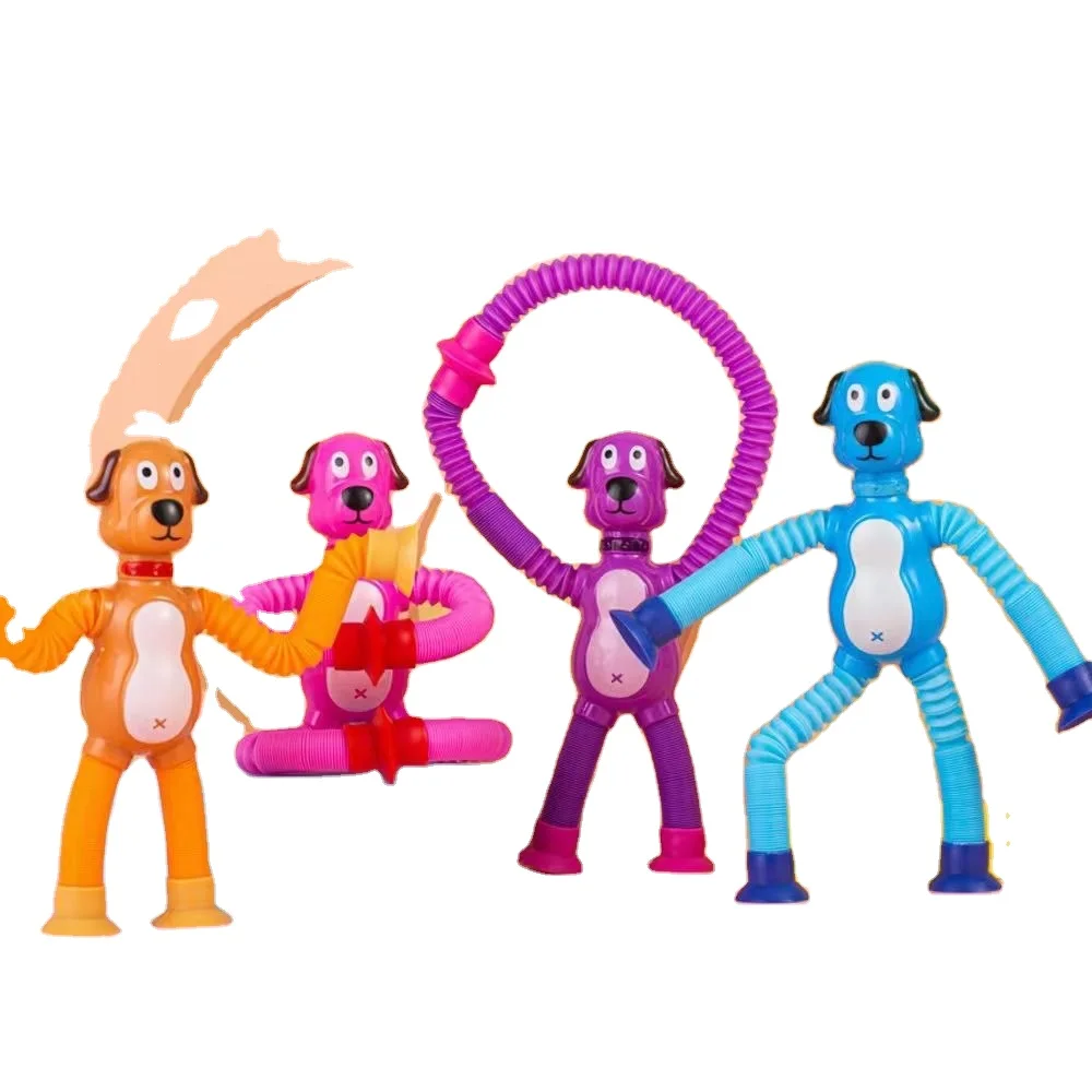 Jincan cute kawaii Shar-pei telescopic tube suction toy variable  stretching tube squeeze squishes mochi toy fidget relieve toy