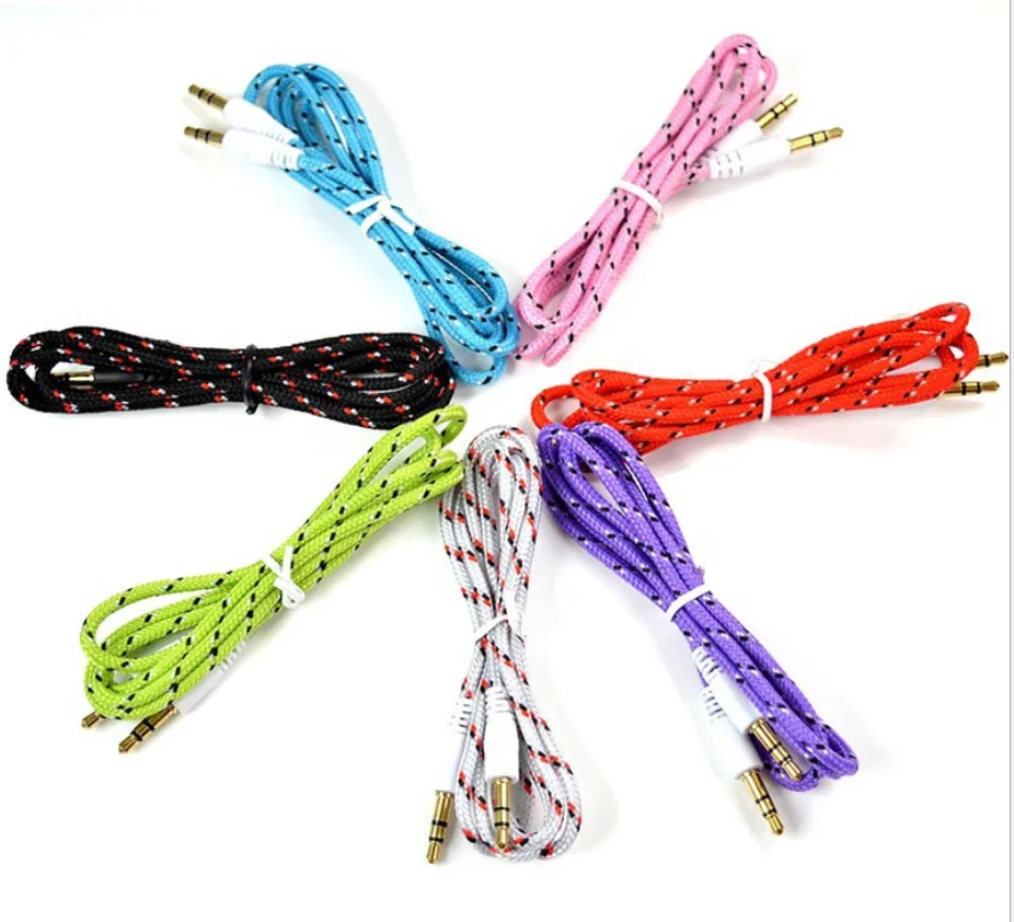 
Innoliance 3.5mm Jack AUX Audio Fabric Braided Black Colors Line Mobile Speaker Cables for Cars Phone Para De Male to Male 