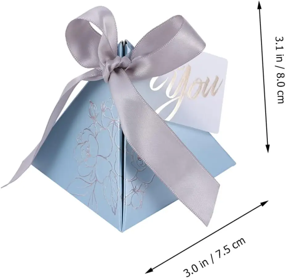 Синяя коробка для конфет Свадебный держатель коробки хранения детские синие треугольные бумажные