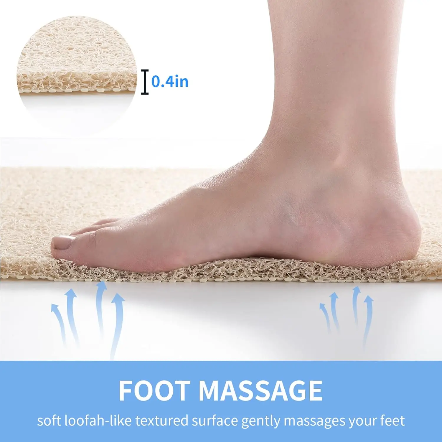 Non-Slip Shower Bath Tub Floor Mat Soft PVC Loofah Bathroom Mats Foot Scrubber Rug Quick Drying Easy Cleaning Mats for Wet Areas