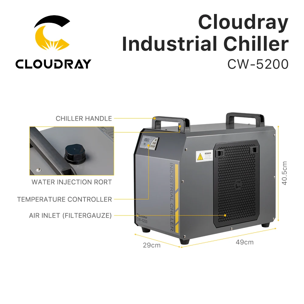 Cloudray CW 5200 Water Chiller Water Cooling Machine for 100W 150W 180W CO2 Laser Tube
