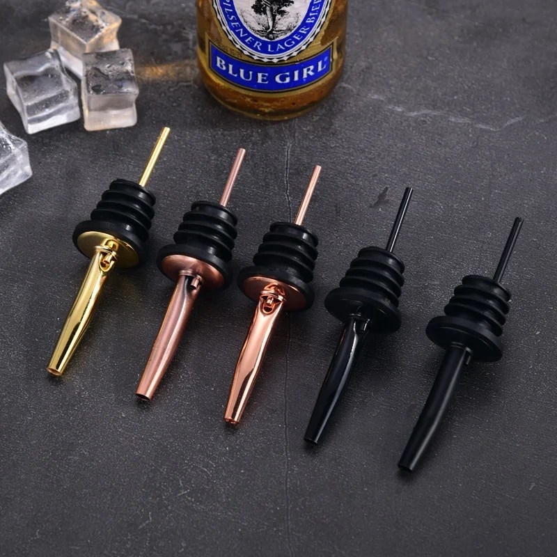Wholesale bar cocktail whisky drink control speed spout oil bottle aerator rose gold black stainless steel wine pourer