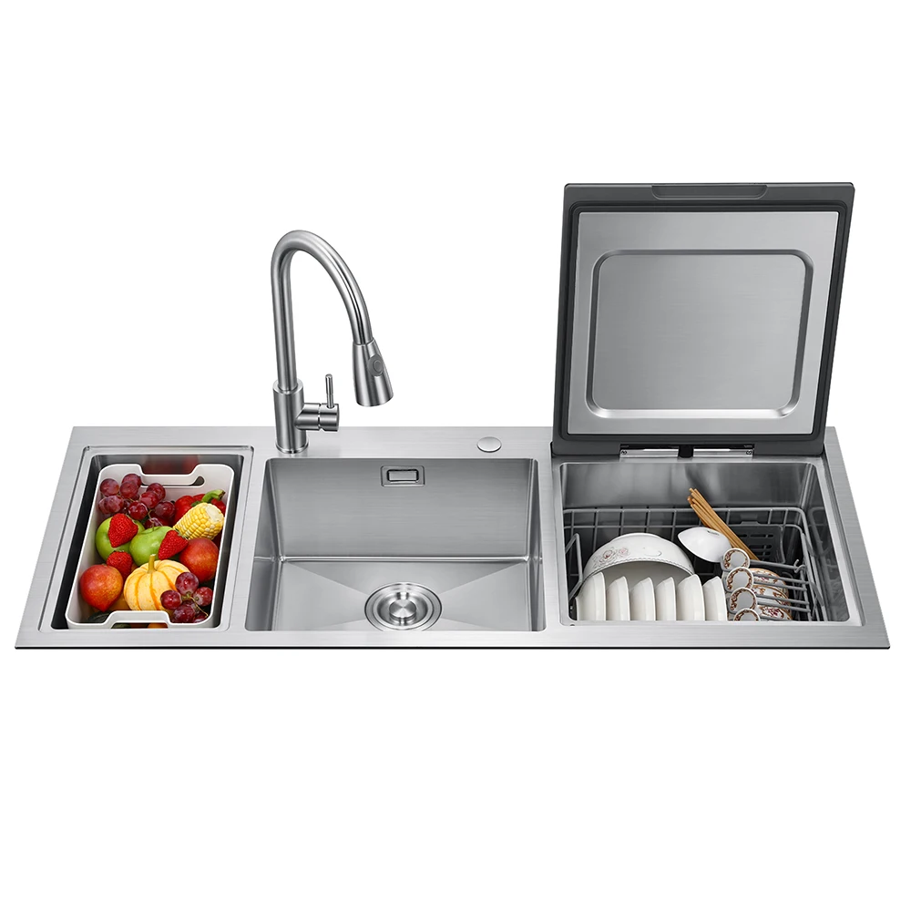 Ultrasonic Drawer vegetable fruit Automatic cleaning sink dishwasher Dryer Sterilizer For Home