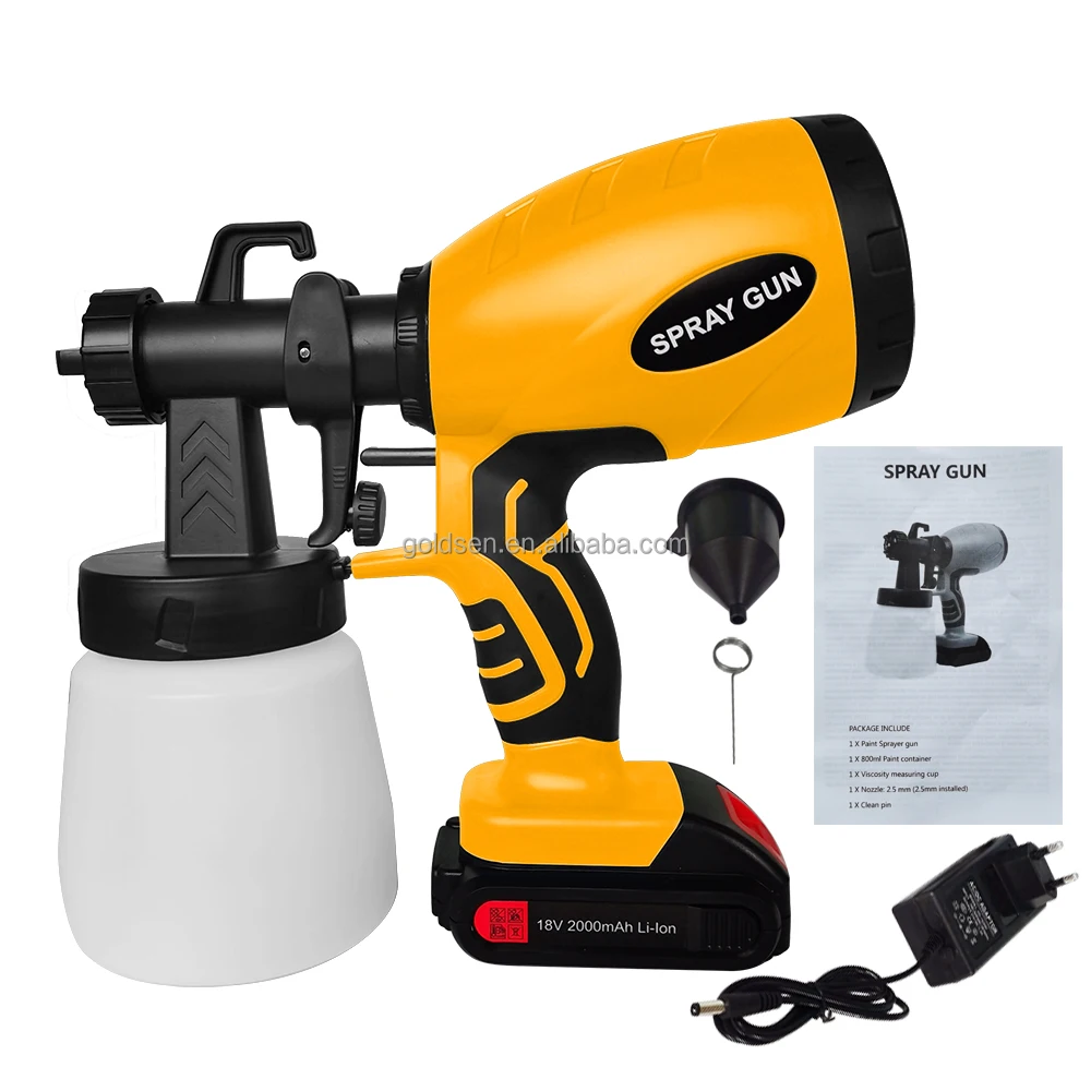 TOLHIT Wireless 18V Battery Powered Water Based Latex Painting Machine Spray Gun Portable Electric Cordless Paint Sprayer Kit