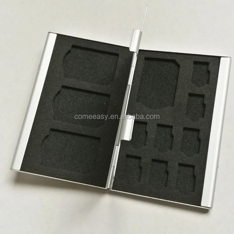 aluminum micro nano sim SD card holder/cardscase Aluminium Alloy silver Color