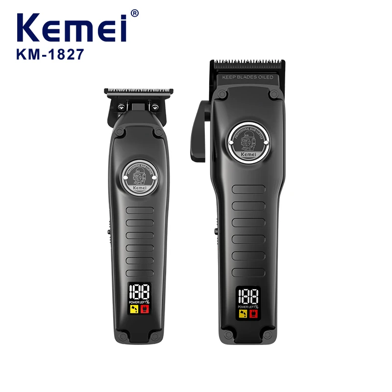 Kemei KM-1827 Professional  USB Cordless Hair cutter Salon Hair Clippers Sets LCD Digital Coil Motor Hair Trimmers kit