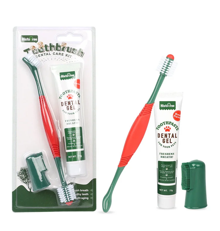 Hot Sale 2 Flavors Dental Care Toothpaste and Toothbrush Set Pet Dog Teeth Cleaning Tools Finger Toothbrush Pet Care