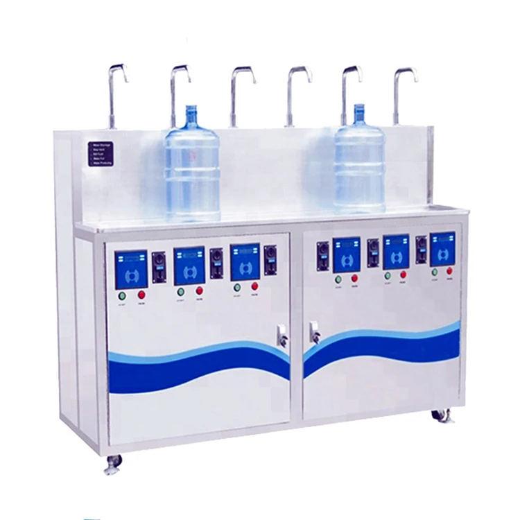 Reverse Osmosis System Water Vending Machine With 6 Dispensing Faucets And Card Reader