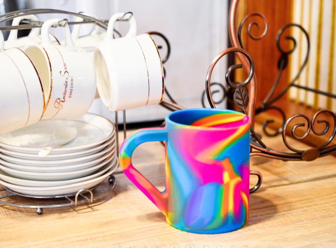 Silicone Drinking Glass with Handle Unbreakable Water Wine Drinking Cup Hot/Cold Drinks, Dishwasher-Microwave-Freezer-Oven Safe