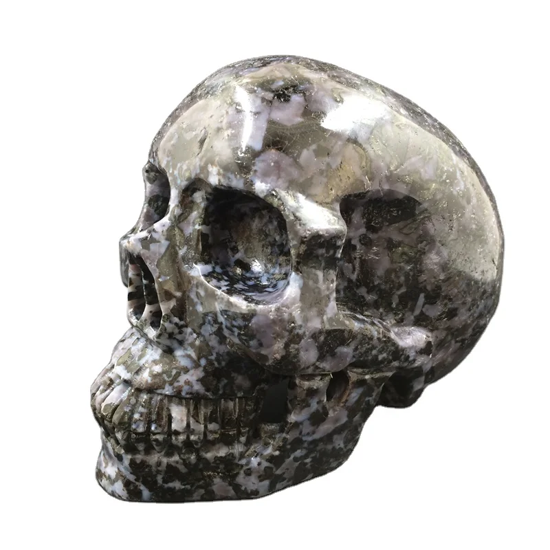 Wholesale Natural Gabbro Stone Skulls Mystic Merlinite Quartz Crystal Carving