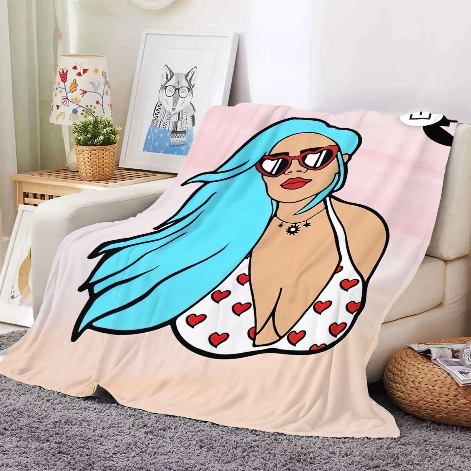 3 D Print Soft Cotton Custom Design Dignity Print Pluma Blanket TV Sofa Studio Couch Fleece Watch Blanket