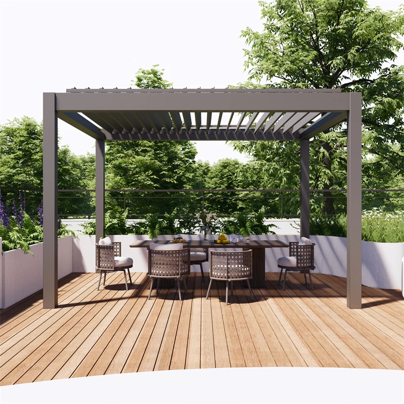 Factory Wholesale Aluminium Glass Pergola Outdoor heavy duty pavillonoutdoor IP63 waterproof gazebo louver pergola