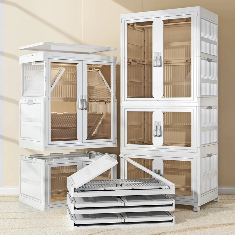 Household Storage Cabinet Foldable Wardrobe Storage Cabinet Box Combination Stackable Clothes Organizer