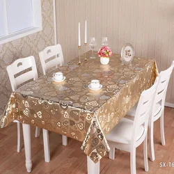 golden silver grounding with non-woven flannel backing Embossed table linens runners