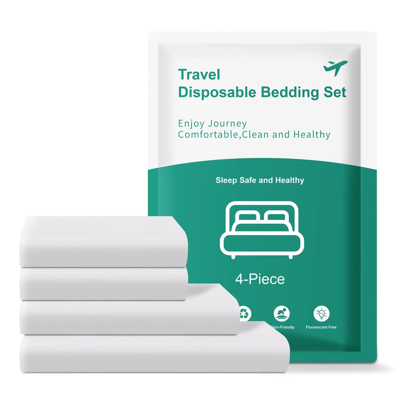 For Travel Business Trip Spa Hotel 4 PCS Disposable Bed Sheet Queen Size Portable Sheet with Cover disposable bedding