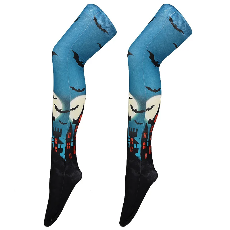 Unisex 3D Digital Printing Heat Transfer Stockings Cosplay Knee High Halloween Socks