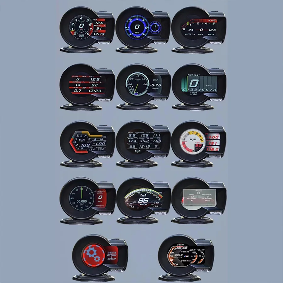 F835 маг Автомобильный датчик OBD2 головка мобильного выставочного стенда Turbo Boost напряжение скорость температура воды при стирке с сигнализацией