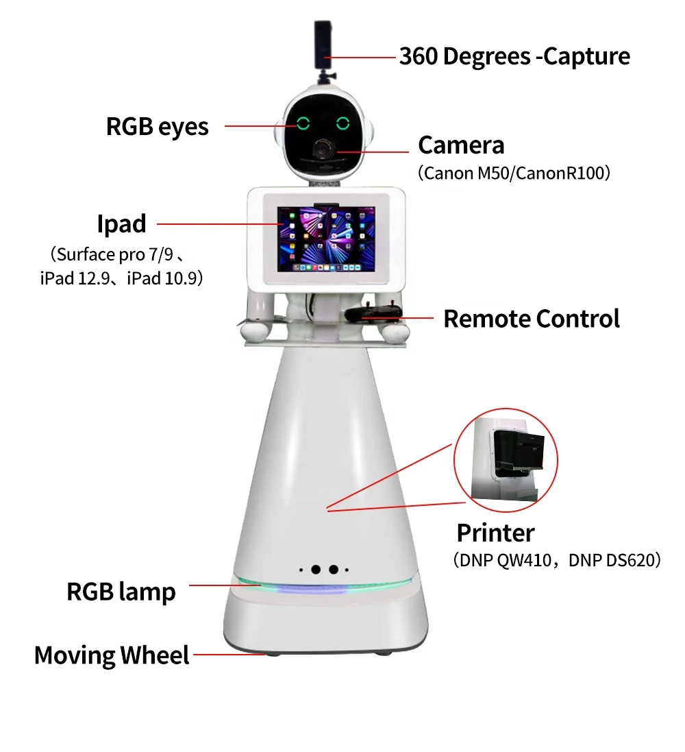 Adjustable Photobooth Custom logo 360 Video Booth Supplier Rotating Photo Automatic Professional Robot