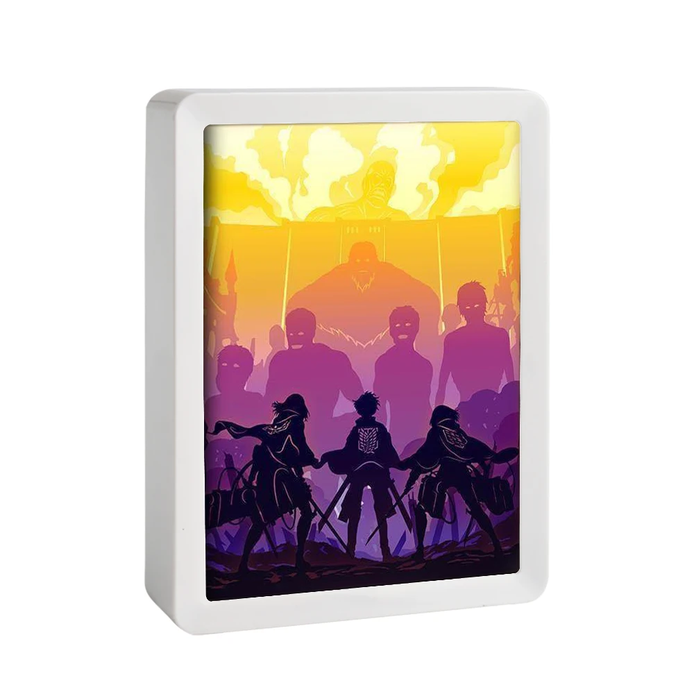 High Quality Home Decoration Gift Animation Attack On Titan Cartoon Characters Gold Picture Frames Paper Carving Light