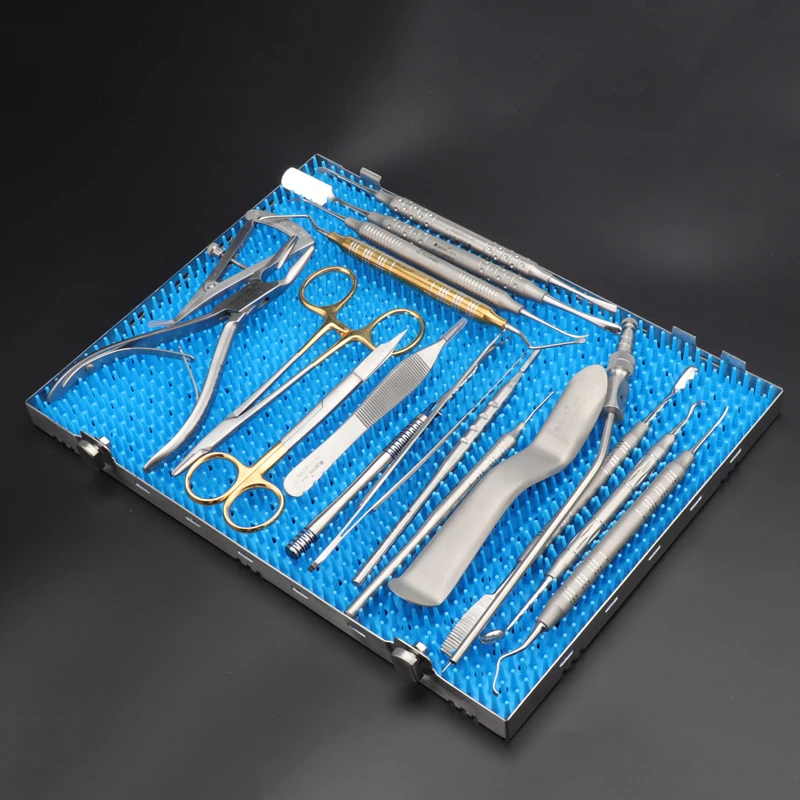 Basic Dental Kit Set 18pcs Oral Surgery Tools Tweezers Probe  Forceps Scaler Retractors  Dental Implant Instrument