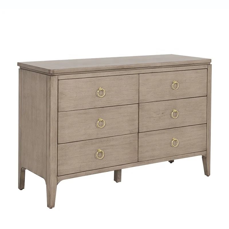 American Light Luxury Into the Foyer Entryway Six-drawer Cabinet Storage Cabinet Wooden Bedroom Against the Wall