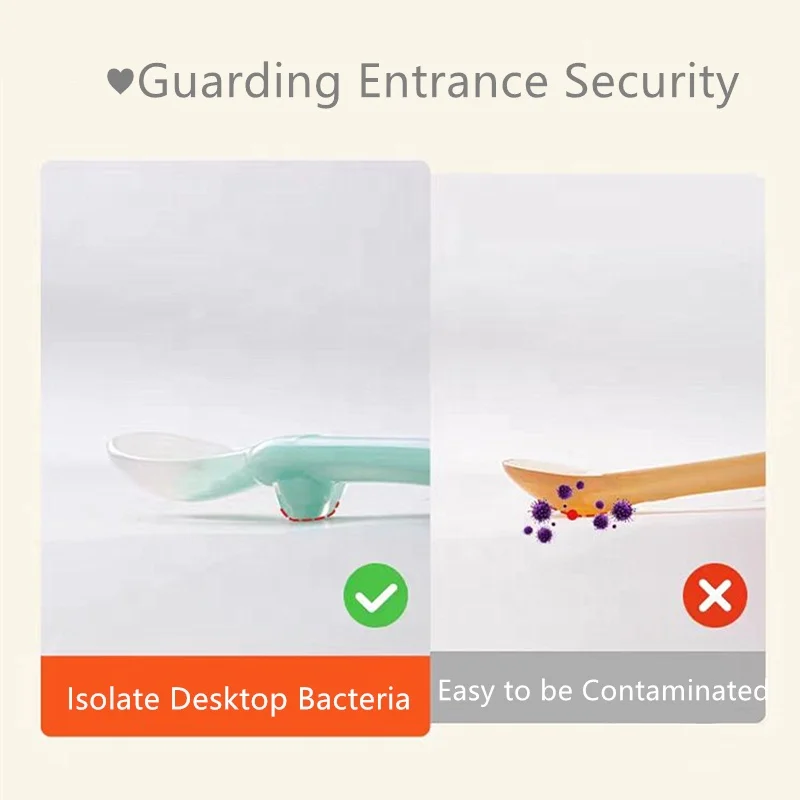 Fubon baby silicone around fork spoon combination with Nylon Insides feeding tableware spoon Custom Service Available