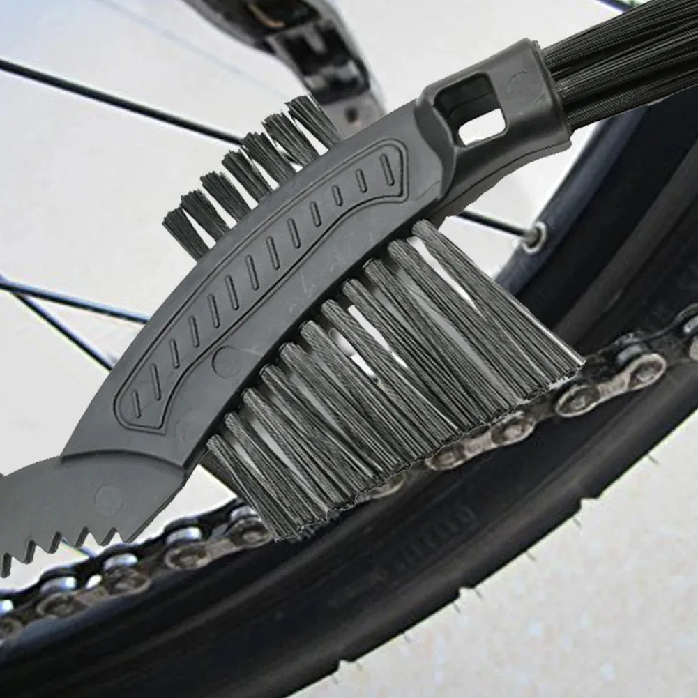 Bike Cleaning Brush with Three Heads for Bicycle Cleaning Chains Washer Flywheels Cassette Sprockets Bicycle Scrubber Brush Tool