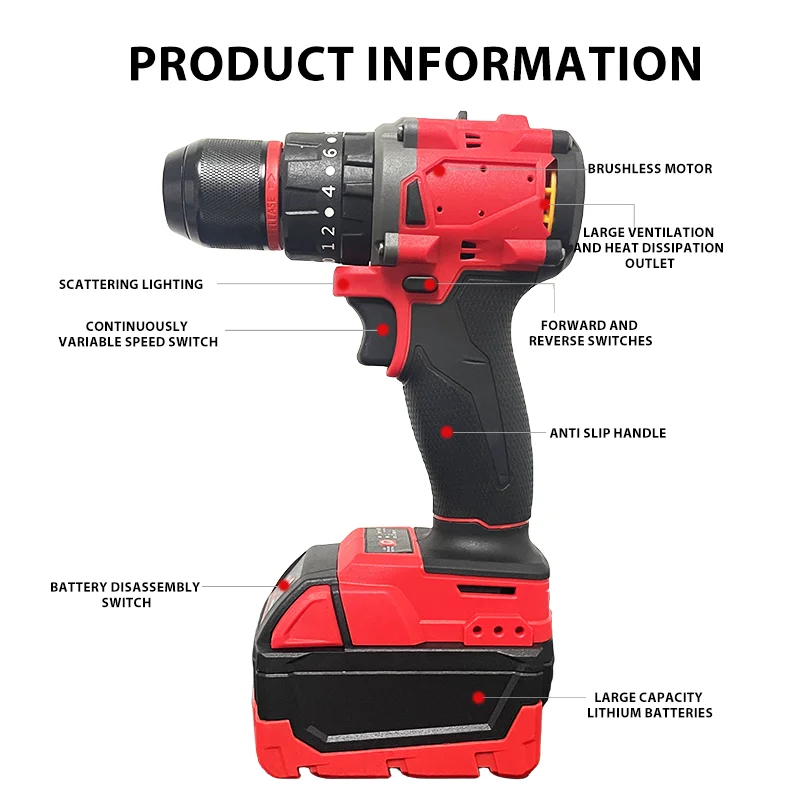 Electric Screwdriver Drill with Li-ion Baterry Cordless Power Drill Kit Tools High Quality Nepal Electric Drill Machine