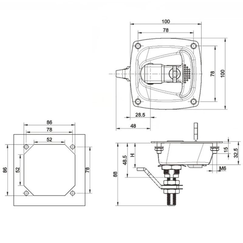 XK127-2B/XK127-2BS Black t handle folding swinghandle panel latch lock