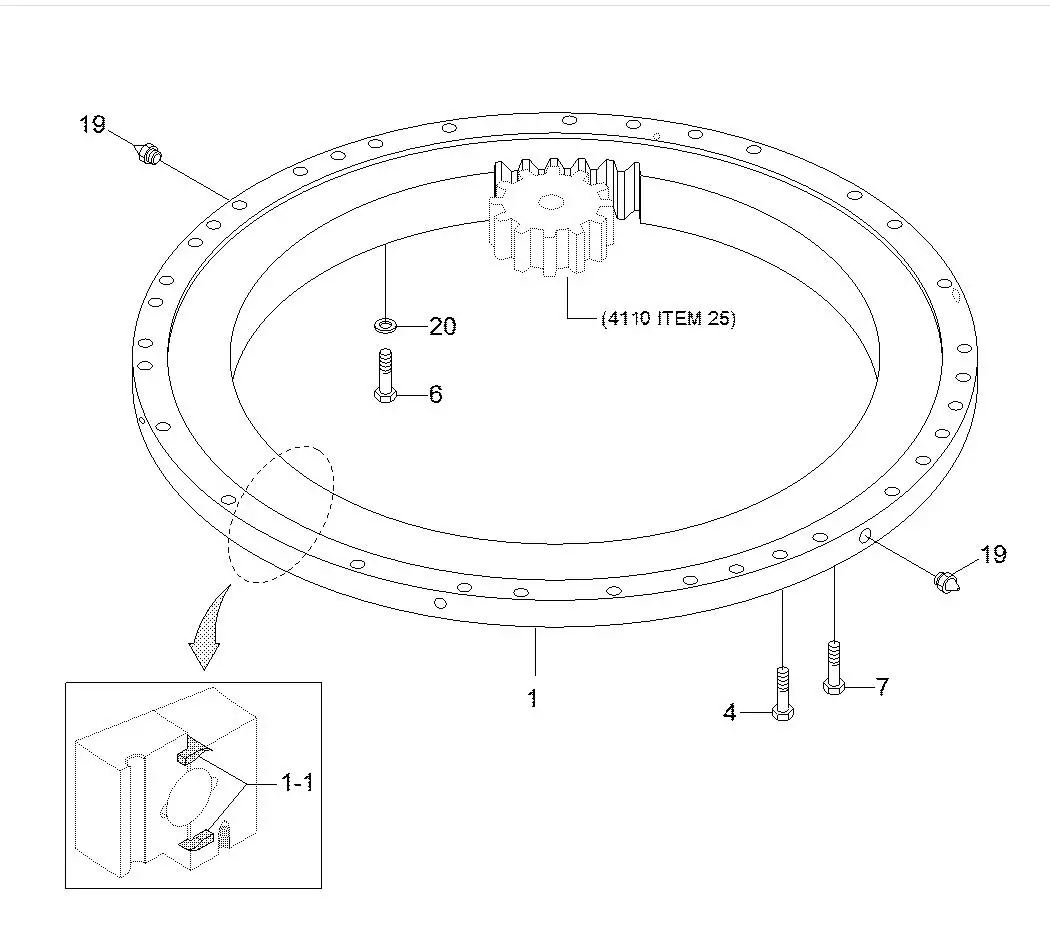 R260LC-9S R290LC 81EN-00052 Slewing Bearing Ring Undercarriage Parts Swing Cycle Gear