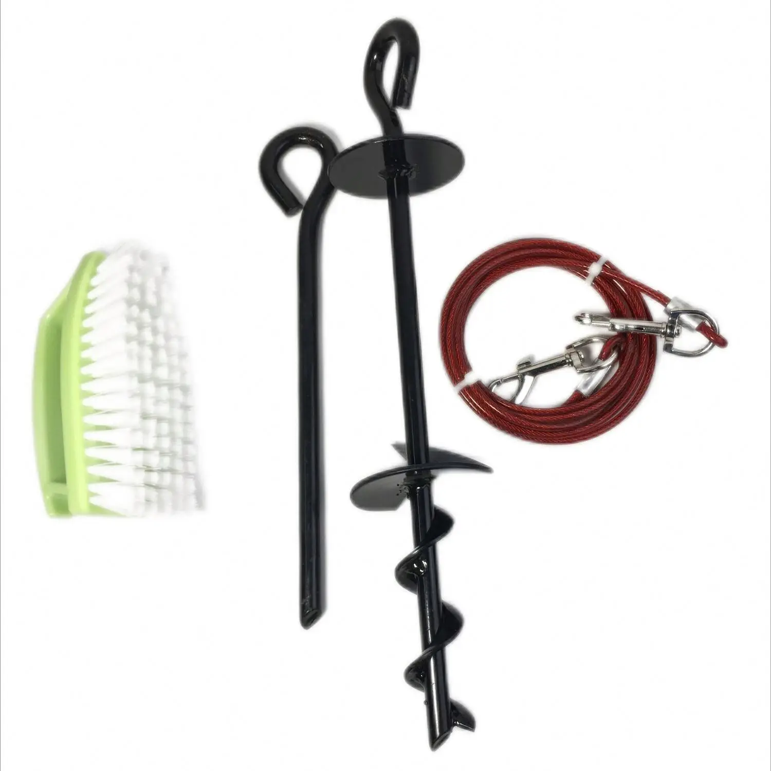 Spiral Ground Screw Earth Anchor Spike Folding Helix Stake Pile with Dog Tie for Trampoline, Swings, Gazebo, Tent