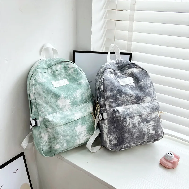 Custom Color Fashion Design Leisure Dye Printing Women Backpack Casual Canvas Students School Bags