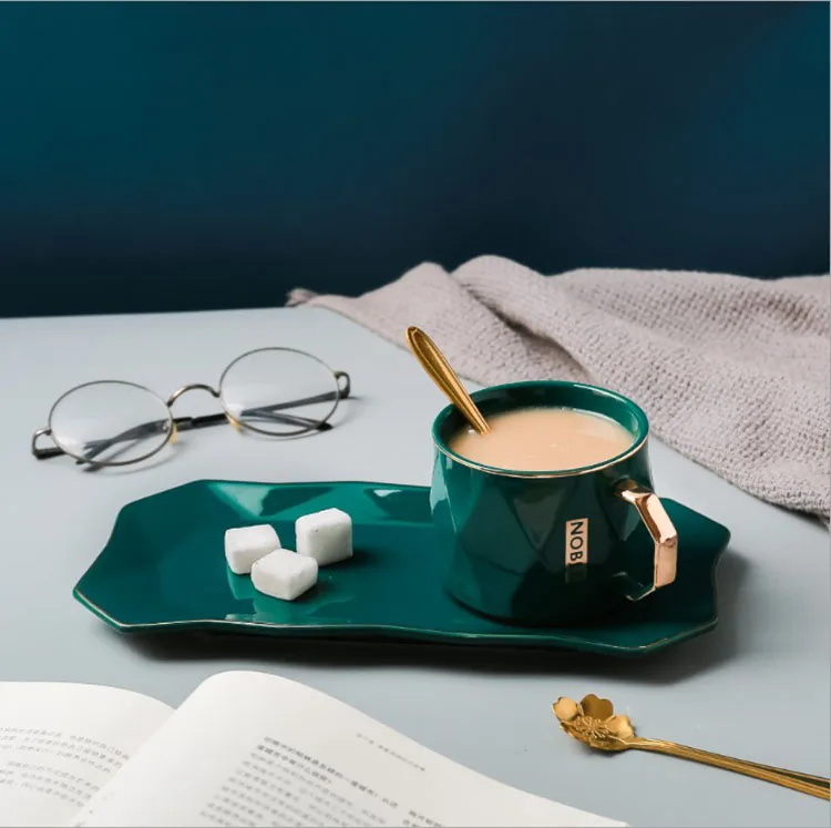 Nordic luxury breakfast tableware set ceramic dessert cup coffee mug custom logo