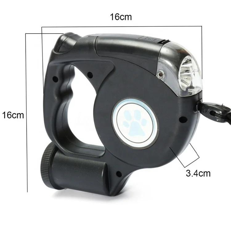 Automatic Retractable Leash 4.5M LED Flashlight Pet Dog Leash Lead with Garbage Bag