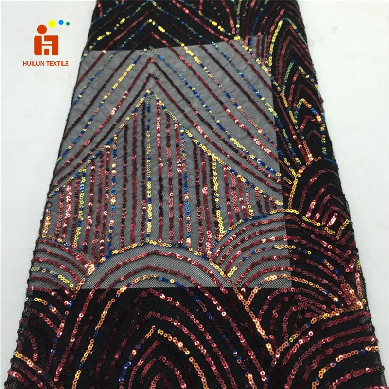 HLJ233 wholesale gold mesh 5mm sequin fabric for wedding party