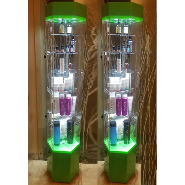 Glass display shelf with LED light