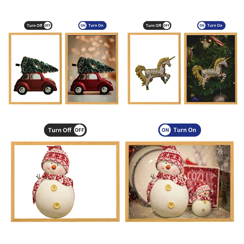 Christmas Gifts LED Wall Art Decor MDF Wooden Framed Paintings for Bedroom Home Decor and Gifting Led light box