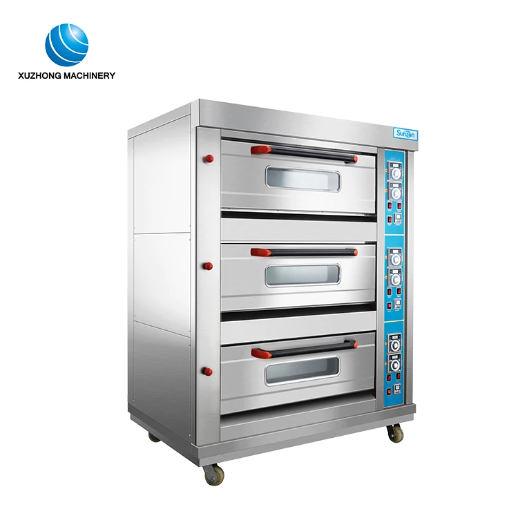 
Three layers six trays deck oven New style gas or electric power Steam bread oven commercial pizza baking oven for bakery 