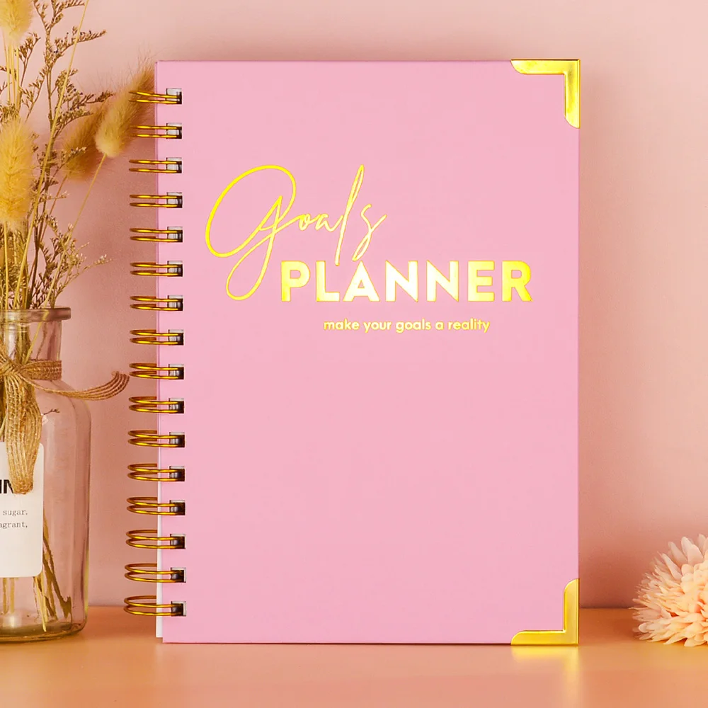 Pink 2025 planner Spiral Hardcover Undated Weekly Goals Planner Agenda Planner Journal Notebooks