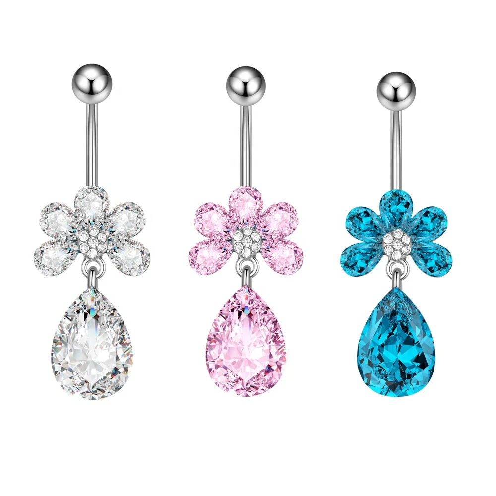 Dangle Belly Button Rings for Women Girls 316L Stainless Steel Navel Ring Sexy Body Jewelry Piercing