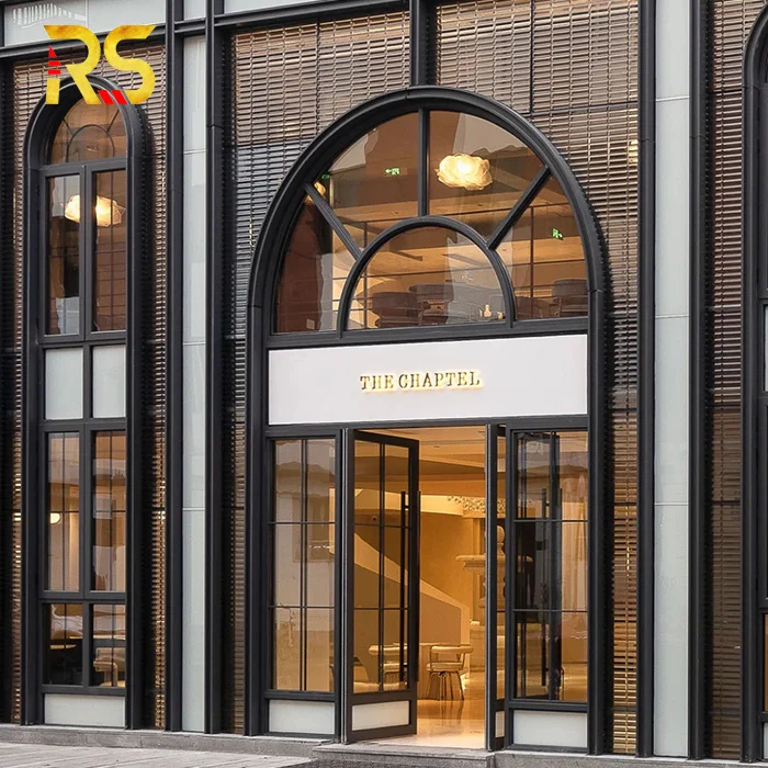 Modern Prefabricated Stainless Steel Door Design with Glass Mirror Material Bulletproof and Painted Finish for Hotels